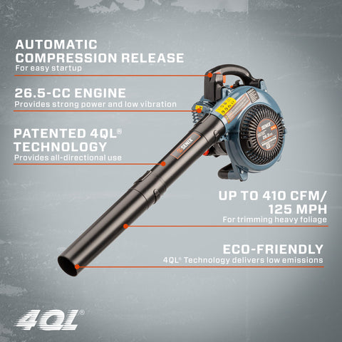 Soplador de hojas portátil a gasolina de 4 ciclos y 26,5 cc 4QL®, BL4QL-L