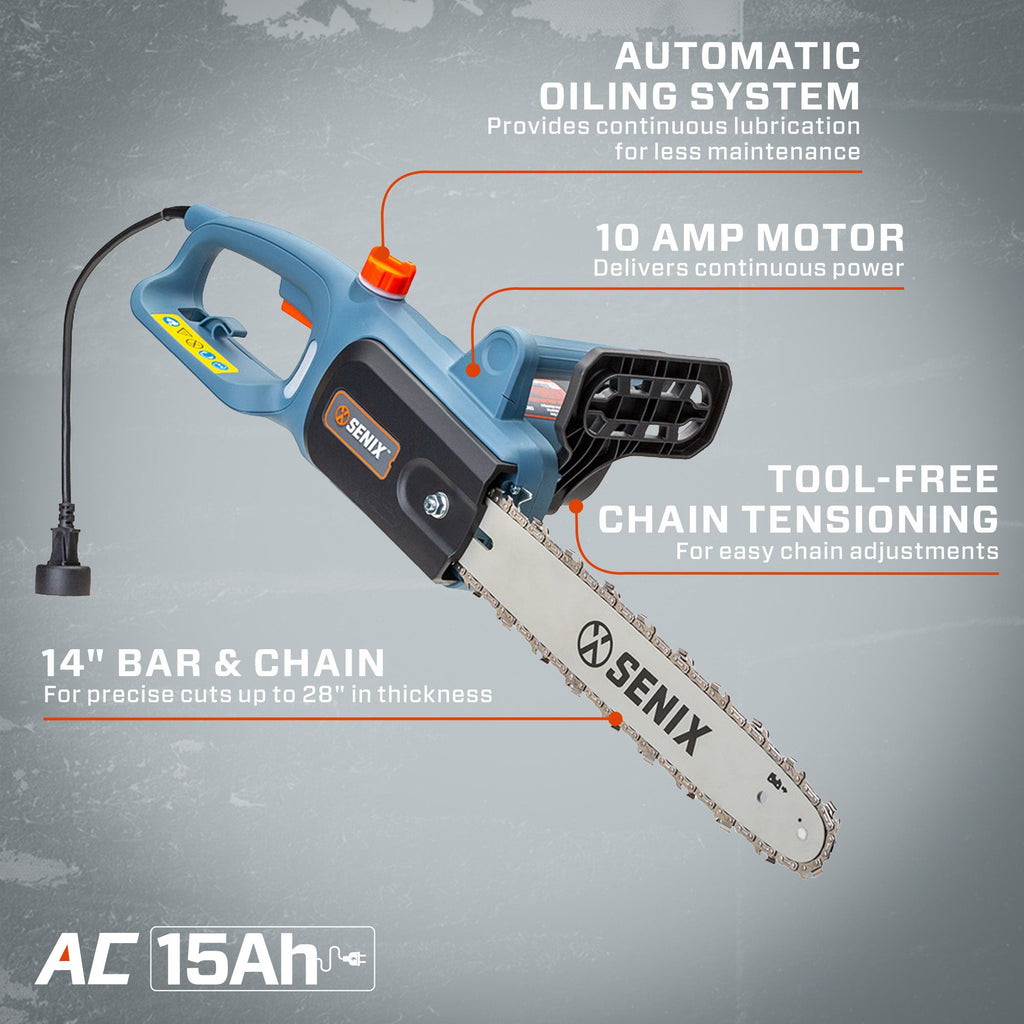 Motosierra eléctrica con cable de 10 amperios y 14 pulgadas, CSE10-L